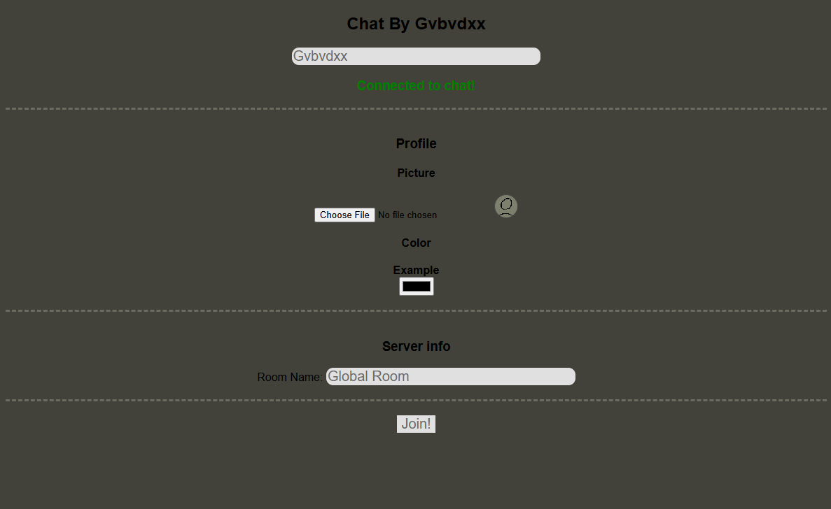 User configuration screen