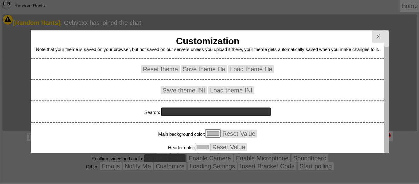 Customization Screen